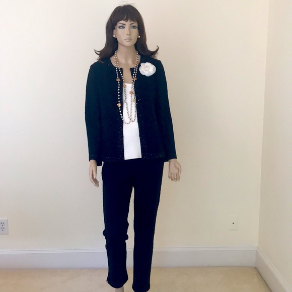 ST. JOHN Pantsuit Black Jacket size 10 Pant Size 8 - Picture 12 of 16